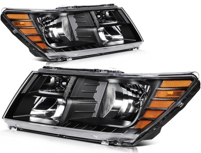 Headlights Assembly For Dodge Journey 2018-2009 Black Housing Left+Right Pair