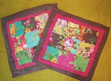 Pair of THE COMPANY STORE "Vivian" Small Euro 16" Pillow Shams Patchwork Floral