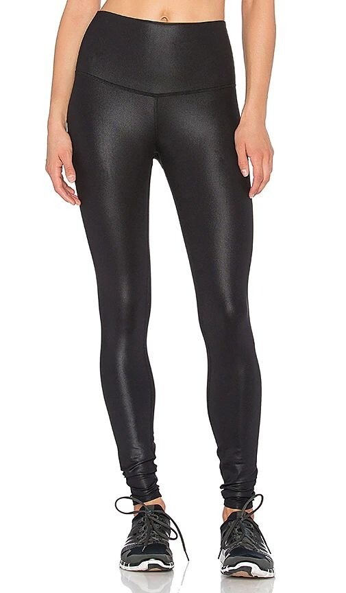 Alo Black High-Waist Shine Leggings XS Womens Stretchy Activewear