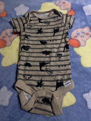 New Born Infant Baby Boy Outfit 0-3 Months Bodysuit Gerber Onesie Dinosaurs Dino