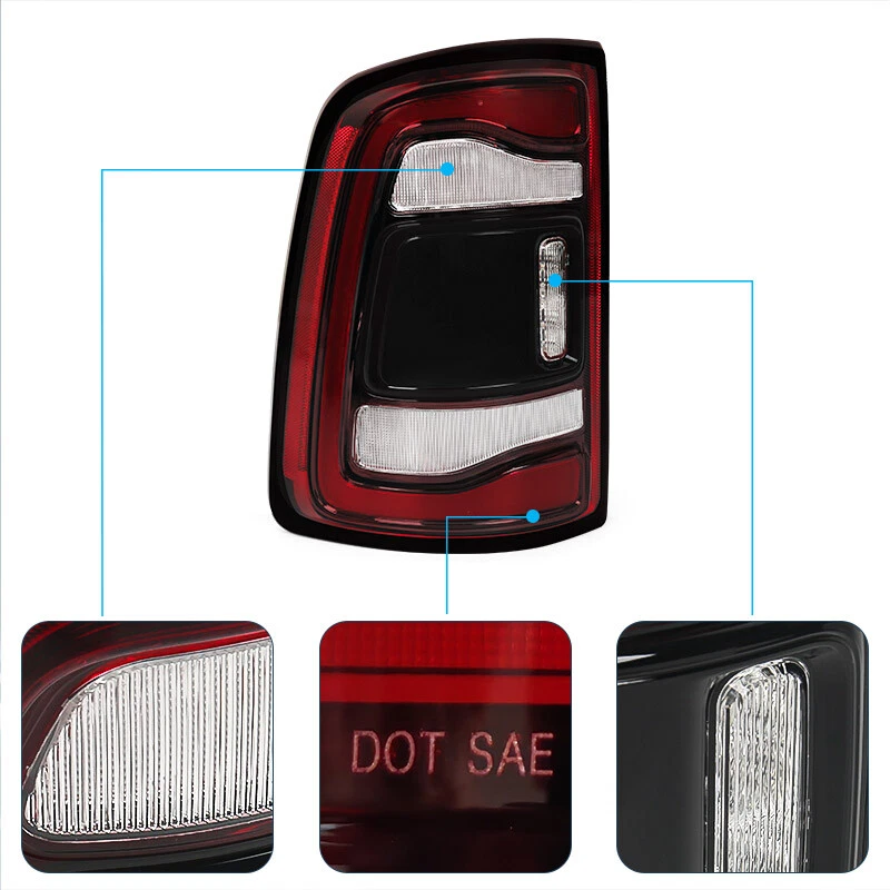 Pair For  Dodge RAM 2500 3500 2019-2024 Black Bezel Tail Lights w/o Blind Spot - Изображение 4 из 4