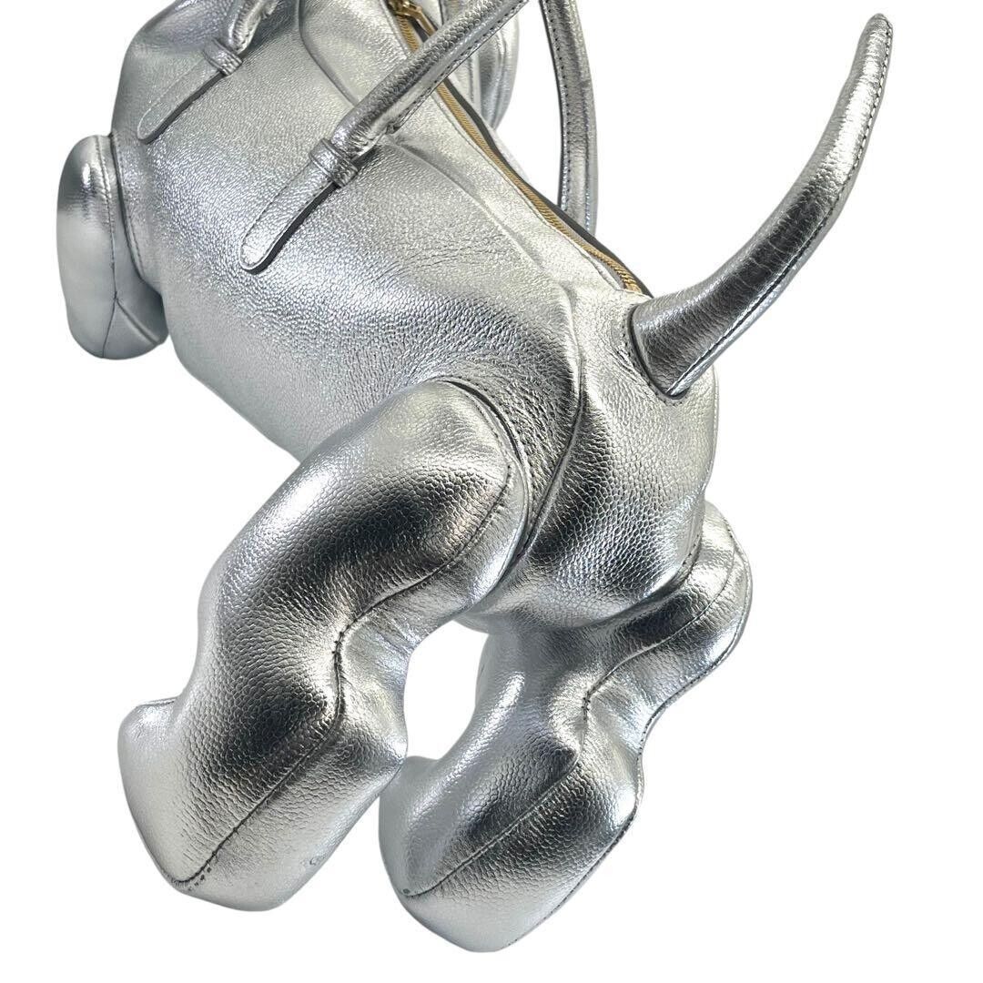 Thom Browne Hector Handbag Tote Bag Silver Dog USED From JP Thom Browne Hector Handbag Tote Bag Silver Dog USED From JP