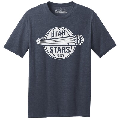 Utah Stars 1967 ABA Logo Basketball TRI-BLEND Tee Shirt - Navy Heather