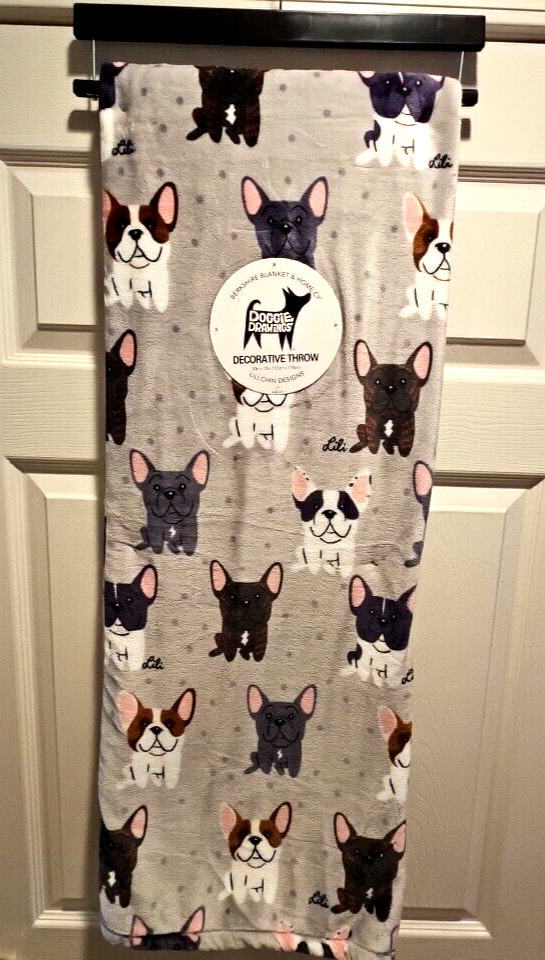 Berkshire Blanket Doggie Drawings Frenchie French Bulldog Throw. Lili