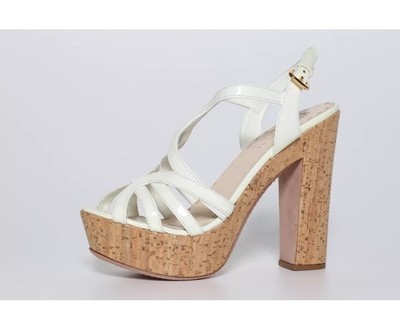 Prada Women's Off White Platform Sandals D4107 Size 40.5 EUR