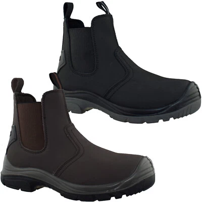Grafters Leather Dealer Safety Boots Chelsea Lightweight Steel Toe Cap Work Shoe