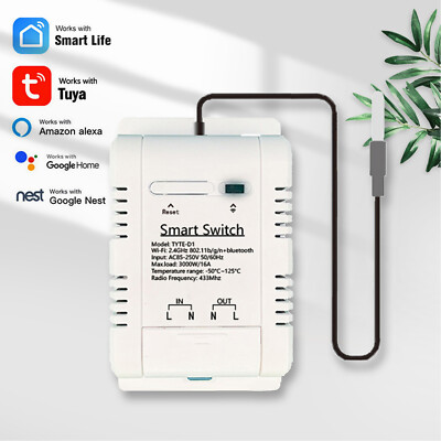 Tuya WIFI Smart Life Kabellos Schalter 16A Temperatur Modul Sensor APP Steuerung