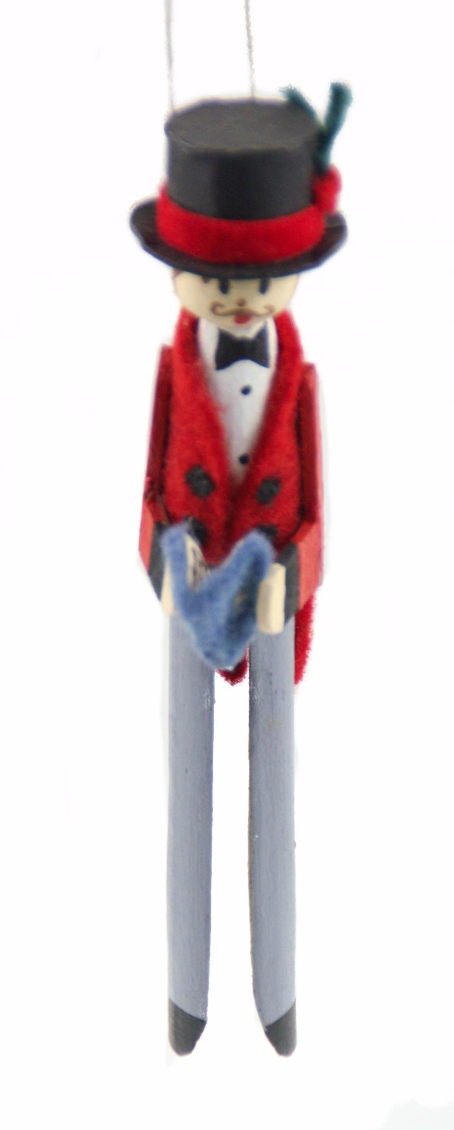 Vintage Gentleman Top Hat Clothespin Christmas Ornament Holiday Decor