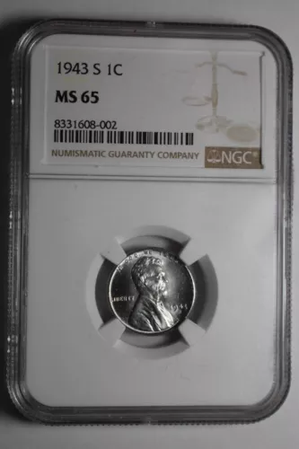 1943 S Lincoln Wheat Cent MS65 NGC #002