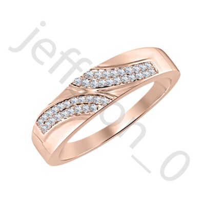 0.40 Ctw Lab Created Diamond 14K Rose Gold Over Anniversary Band Ring For Men's