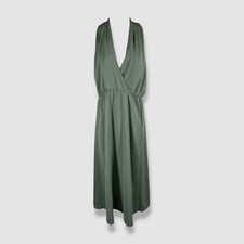 Lauren Ralph Lauren Women's Green Georgette Halter Sleeveless Dress Size 10
