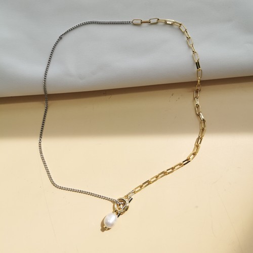 NEW Kendra Scott Leighton Convertible Mixed Metal White Pearl Chain Necklace