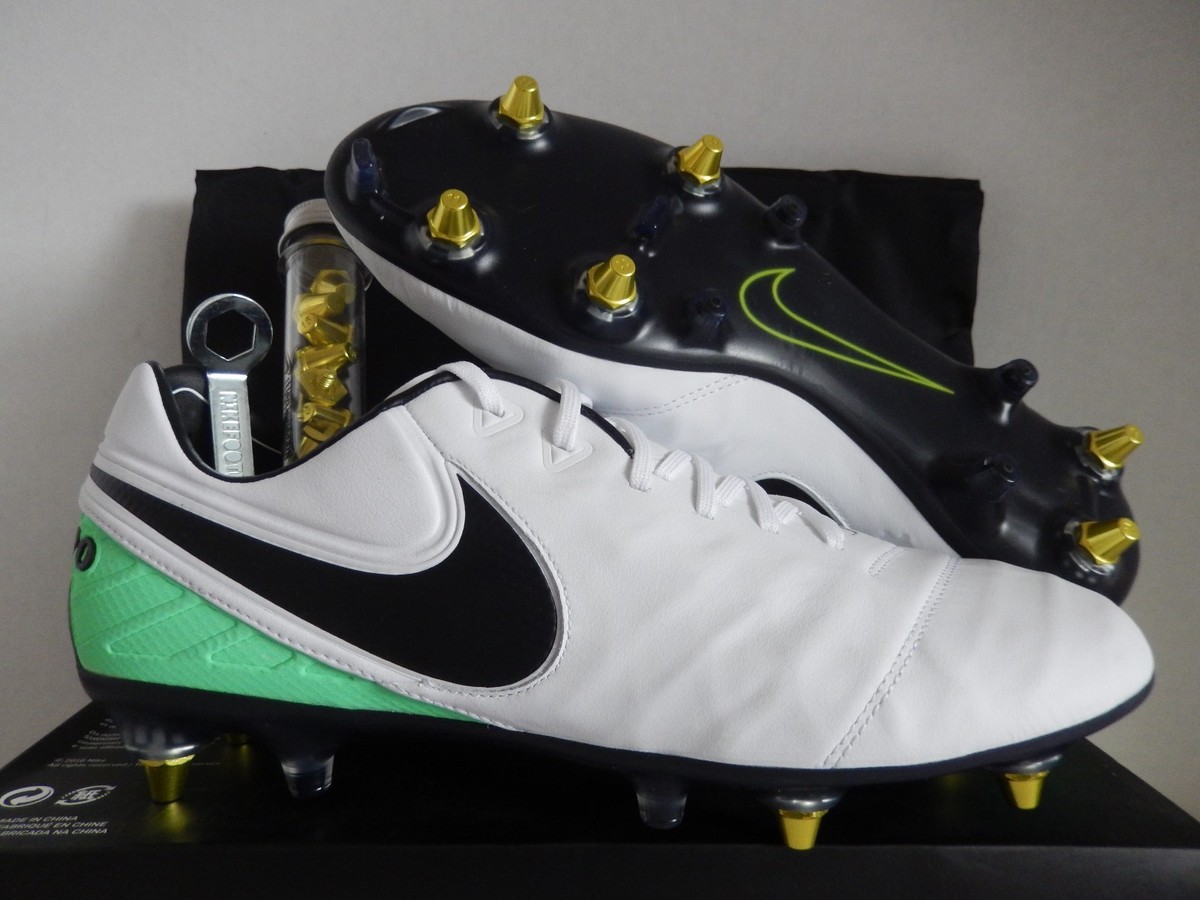 Nike Tiempo Legend VI Sg Pro Ac Anti Clog White-Black-Green Sz 7