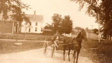RPPC Real Photo Postcard - Man on Horse and Buggy  Bradford,Maine