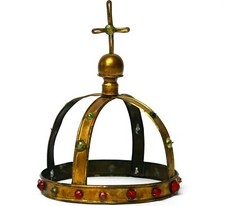 Marienkrone Krone Maria Madonna Muttergottes 19. Jh. Messing Buntsteine H. 17 cm