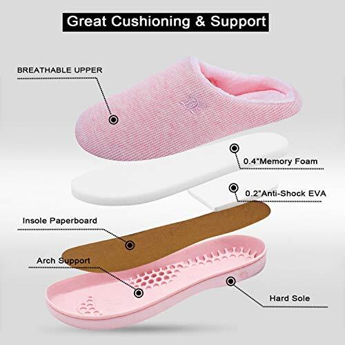 Womens Memory Foam Slippers, Cozy Slip on House Slippers for Women 5-6 Pink - 第 4/7 張圖片