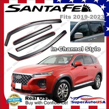 For Santa Fe 2019-2023 In-Channel Vent Window Visors Shade Rain Guard Deflectors