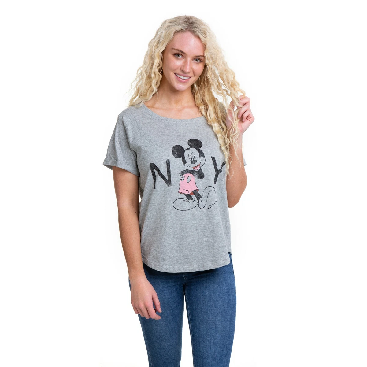 Official Disney Ladies Mickey Mouse New York T shirt Grey S XL eBay