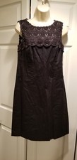 NWT ANN TAYLOR Navy Blue Lace Detail Sequined Sheath Dress - Size 4 MSRP $138