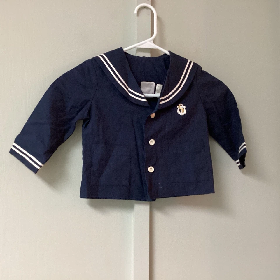 Jaqueta Goodlad Of Philadelphia azul marinho marinheiro náutico tamanho 2T linho vintage - Imagem 4 de 4