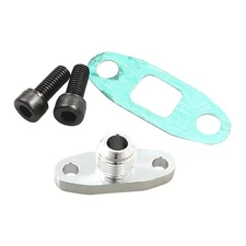Turbo Oil Feed Line Flange Gasket AN10 Fitting Adapter Kit For GT32/GT35/T60/T66