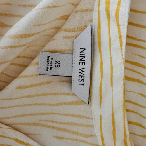 NEW Nine West size XS Shift Dress Sleeveless White Yellow Ruffle Tiered Stiped - Picture 5 of 6