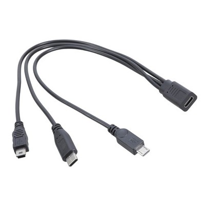 Multiple Device Charging Cord USB C Female to Mini Simultaneous Power Cable Line