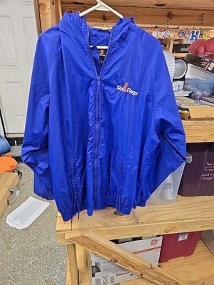 Vintage Six Flags Blue Uniform Windbreaker Adult Size XL Lightweight Full Zip