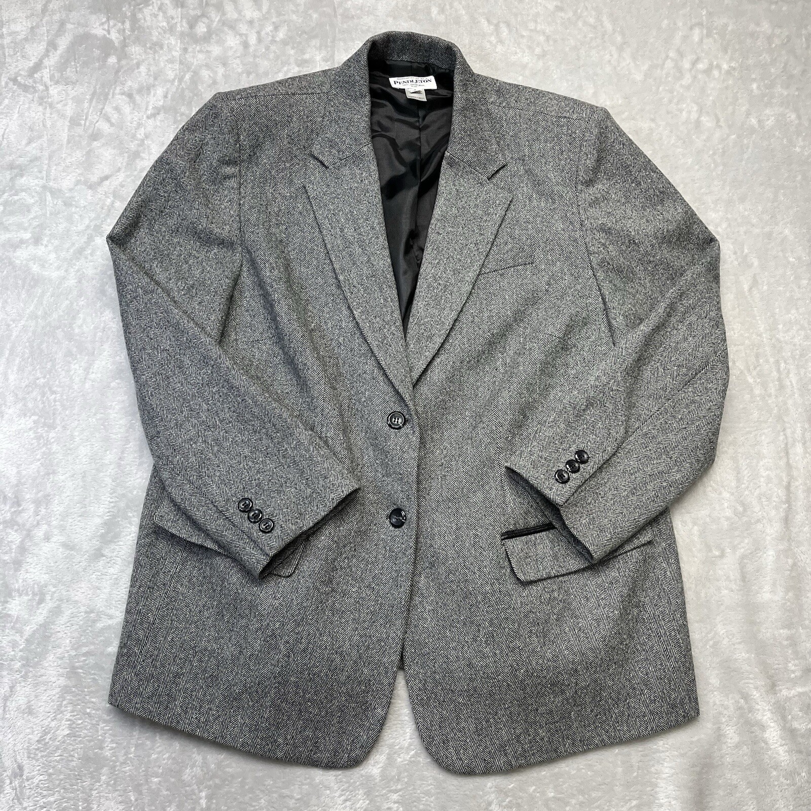Pendleton Wool Blazer Jacket Plus 16W Gray Herrin… - image 1