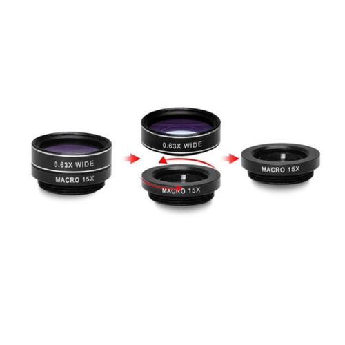 7 in 1 Cell Phone Camera Lens 198° Fish-eye Lens (Black) mobile camera lens - 第 3/12 張圖片