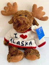 2002 Wishpets "I LOVE ALASKA" Soft & Cuddly MOOSE "GEORGE" - with Original Tags