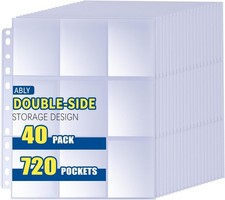 720 Pocket Double Sided Trading Card Binder Pages 9 Pocket Sleeves 40 Pack Clear