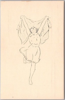 c1920s Czech SOKOL Postcard ''Rhythmic Exercises'' Girl Dancing with Scarf -Unused