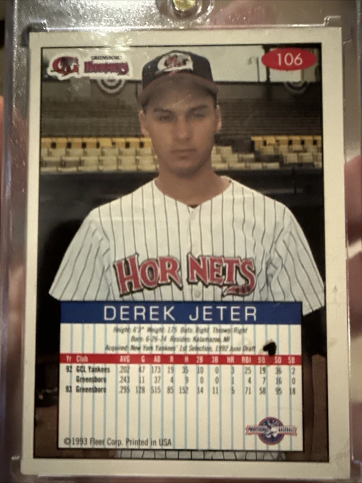 1993-94 Fleer Excel - Derek Jeter #106 (RC) - Image 2 of 2