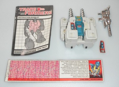 Vintage 1984 Twin Twist Transformers G1 100% Complete Figure & Tech Specs Robot