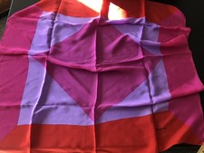 Liz Claiborne colorful scarf gem tones large square 1980's mod Bold Colors