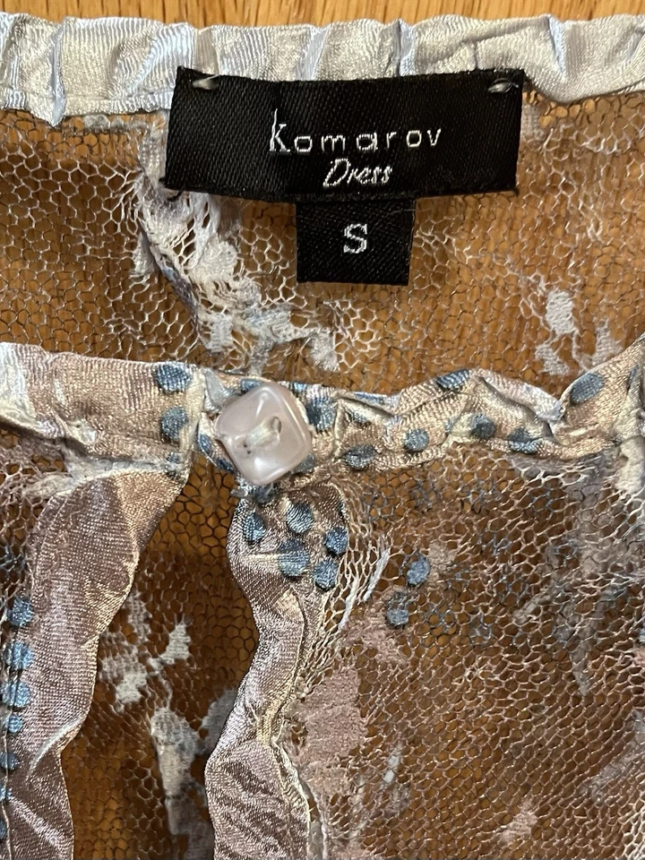 Impresionante Vestido Komarov Dorado Taupe Ombré Ojo de Cerradura Encaje Talla Pequeña-nunca Usado Foto 2 de 4