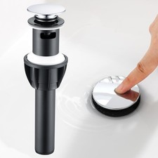Chrome Pop Up Bathroom Sink Drain, with Overflow Plastic Bathroom Sink Stoppe...