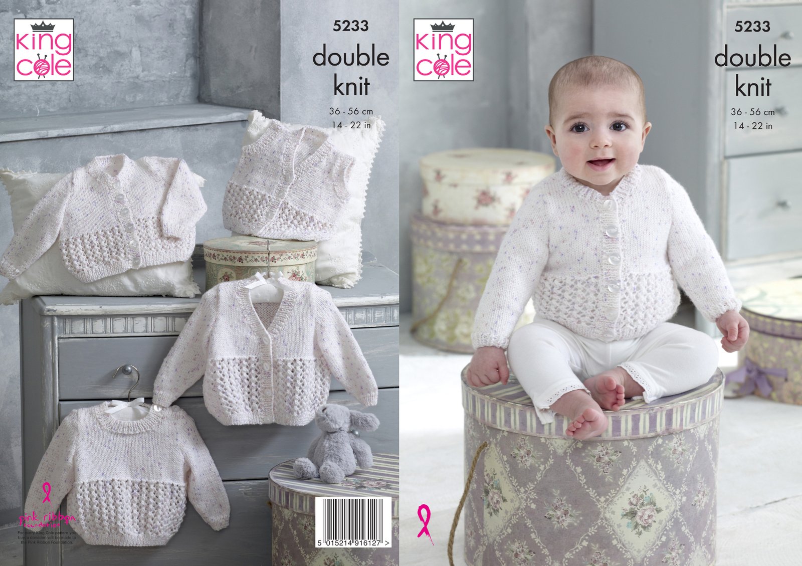 King Cole DK Knitting Pattern Sweater Cardigans and Waistcoat 5233 - Image 2
