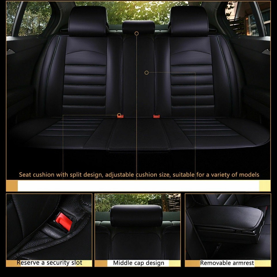 All Black Car Seat Covers Pu Leather Universal Dog Pet Protector Full