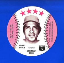 1976 ISALY'S / SWEET WILLIAM BASEBALL DISC -  JOHNNY BENCH NM+ HOF REDS