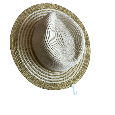 NEW C&C CALIFORNIA STRIPE BRIM STRAW FEDORA NATURAL WITH  display picture 3