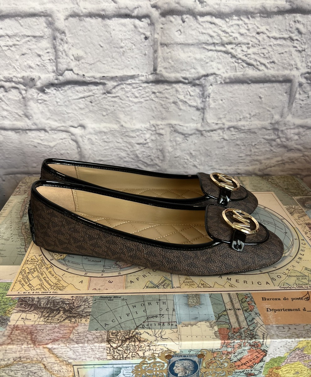 Michael Kors Lillie Women's 8.5 Brown Logo Moccasin Loafer Ballet