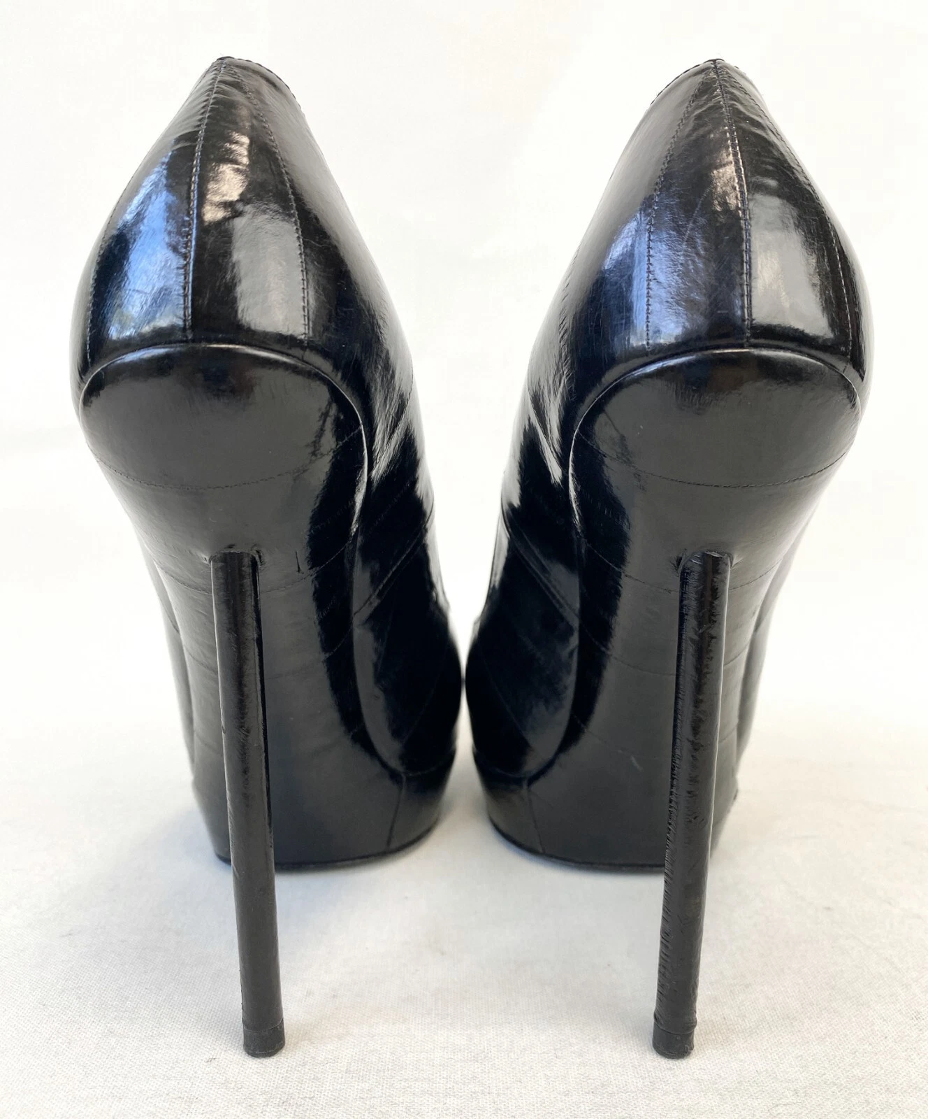SAINT LAURENT (YSL) Scarpe decolte YSL YVES SAINT LAURENT nere pelle di anguilla divina plateau tacco 39 5 9 5