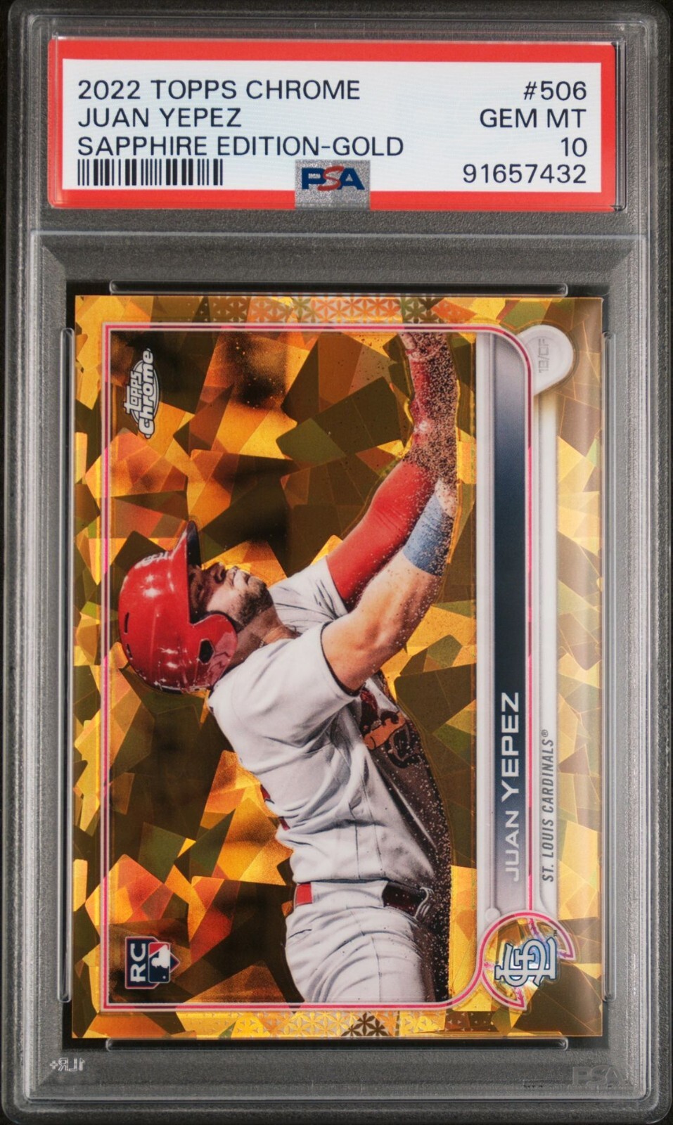 Juan Yepez #506 - 2022 Topps Chrome Sapphire Edition Gold RC /50 PSA 10