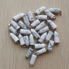 Wholesale 50pcs Natural White Turquoise Stone Hexagonal Pillar Pendants Jewelry