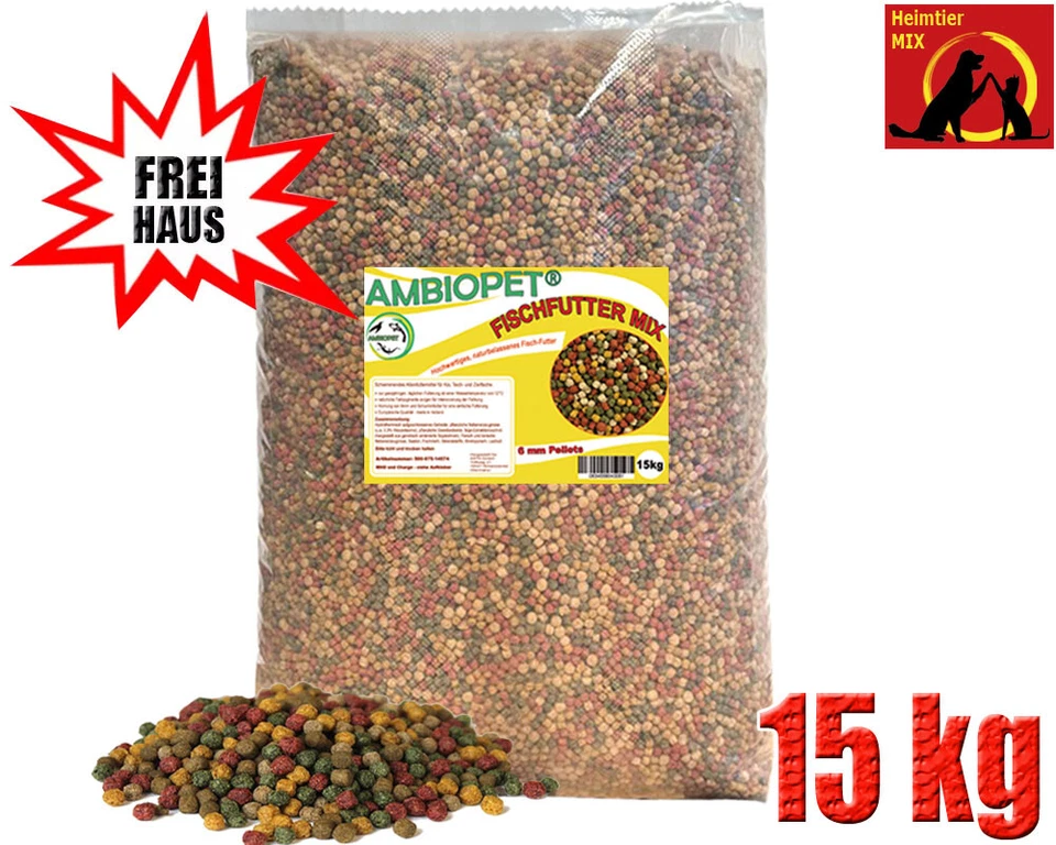 Ambiopet Koifutter 4 Sorten Mix Pellets 15kg Fischfutter Teich-Futter schwimmend