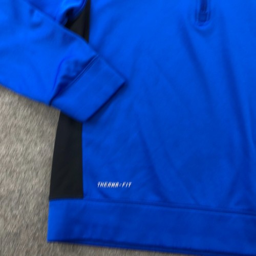 Nike Pullover Men Large Blue 1/4 Zip Workout Fleece Therma Fit Sweatshirt - Picture 4 of 11
