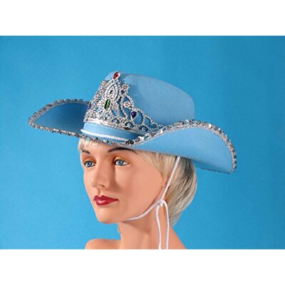 Cowgirl Hat With Sequins Tiara - Blue 