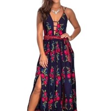 NWOT MISS AVENUE NAVY FLORAL MAXI DRESS, Size 2X